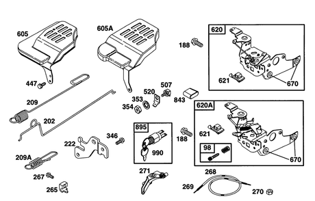 Controls Diagram and Parts List for 12E802-0830-XX  Briggs and Stratton Engine
